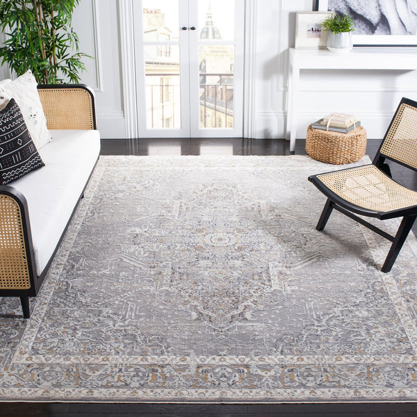 Safavieh Sabrina Exquisite Traditional Area Rug With Antique Floral Motifs For Timeless Elegance And Style Ivory ,Light Grey Polyester Sbrl834b-28