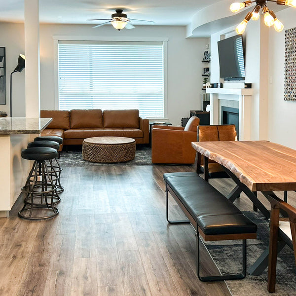 Lh Imports Bowie Stool - Stylish Adjustable Height Design With Durable Top Grain Leather And Iron Base Black Iron,Leather,Polyester Fiber,Pu Foam Sbs49-08b