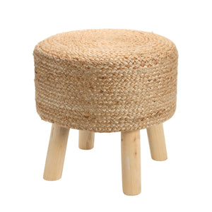Jaipur Living Jaipur Living Natural Jute Cylinder Stool with Wood Legs for Organic Modern Rooms POF100555