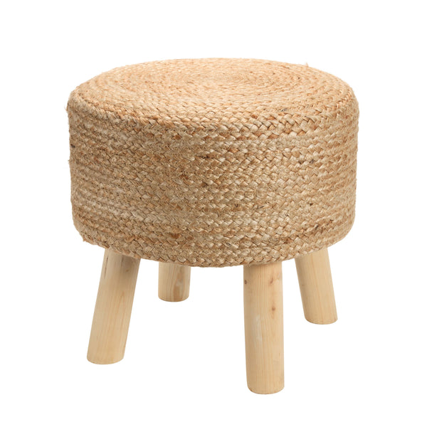 Jaipur Living Jaipur Living Natural Jute Cylinder Stool with Wood Legs for Organic Modern Rooms POF100555