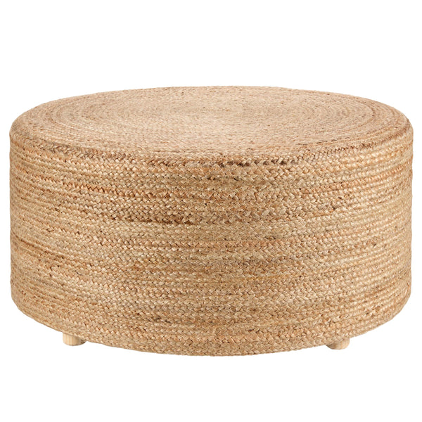 Jaipur Living Jaipur Living Barnum Oversized Round Jute Pouf Stool with Solid Wood Legs ACF100016