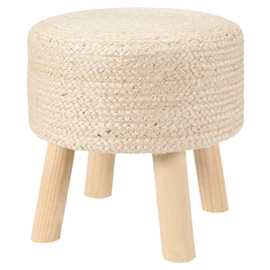 Jaipur Living Jaipur Living Bleached Jute Accent Stool with Wood Legs for Bohemian Organic Rooms ACF100015
