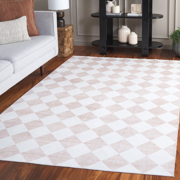 Safavieh Santa Elegant Geometric Diamond Area Rug - Soft Polyester, Machine Washable, Perfect For Any Space Ivory ,Beige Polyester Scl938c-6r