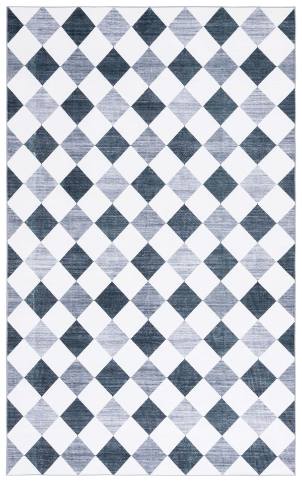 Safavieh Santa Elegant Geometric Diamond Area Rug - Soft Polyester, Machine Washable, Perfect For Any Space Ivory ,Grey Black Polyester Scl938d-5