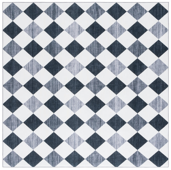 Safavieh Santa Elegant Geometric Diamond Area Rug - Soft Polyester, Machine Washable, Perfect For Any Space Ivory ,Grey Black Polyester Scl938d-5