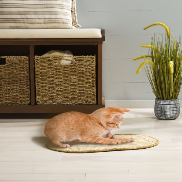 Safavieh Sisal Cat Scratch Oval Mat Boucle Woven Natural Fiber for Floors and Cozy Rooms SCM100A-20OV