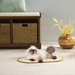 Safavieh Sisal Cat Scratch Oval Mat Boucle Woven Jute Blend Neutral Beige Pet Floor Accent SCM100B-20OV