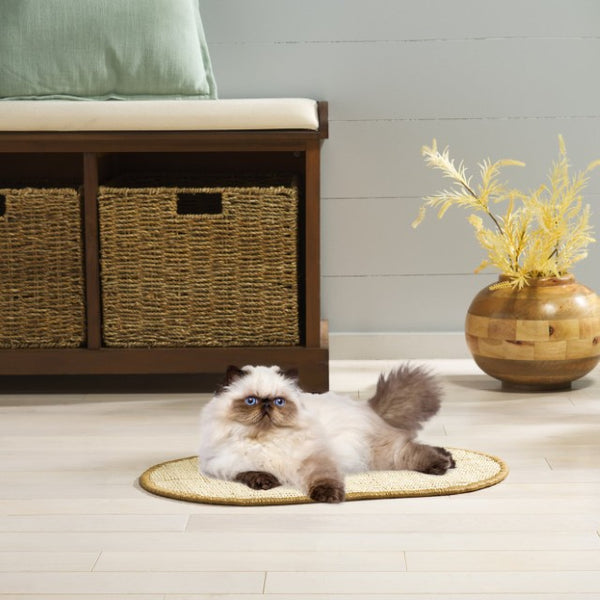 Safavieh Sisal Cat Scratch Oval Mat Boucle Woven Jute Blend Neutral Beige Pet Floor Accent SCM100B-20OV