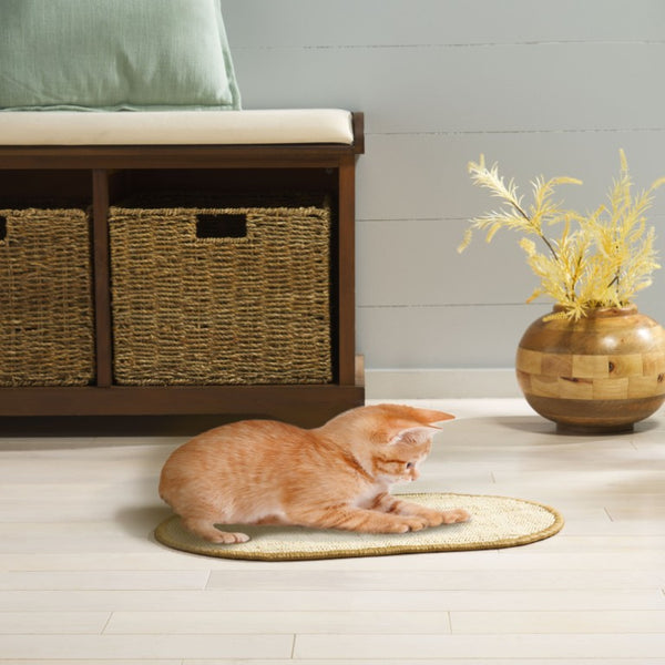 Safavieh Sisal Cat Scratch Oval Mat Boucle Woven Jute Blend Neutral Beige Pet Floor Accent SCM100B-20OV