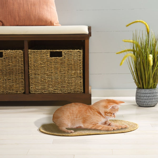 Safavieh Sisal and Jute Boucle Oval Cat Scratch Mat Natural Brown Boho Floor Accent SCM100U-20OV