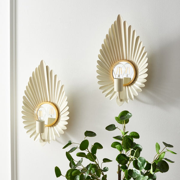 Safavieh LORYNN, 18-Inch Off-White & Gold Wall Sconce Set of 2 - Elegant Ambient Lighting for Any Space SCN3000A-SET2