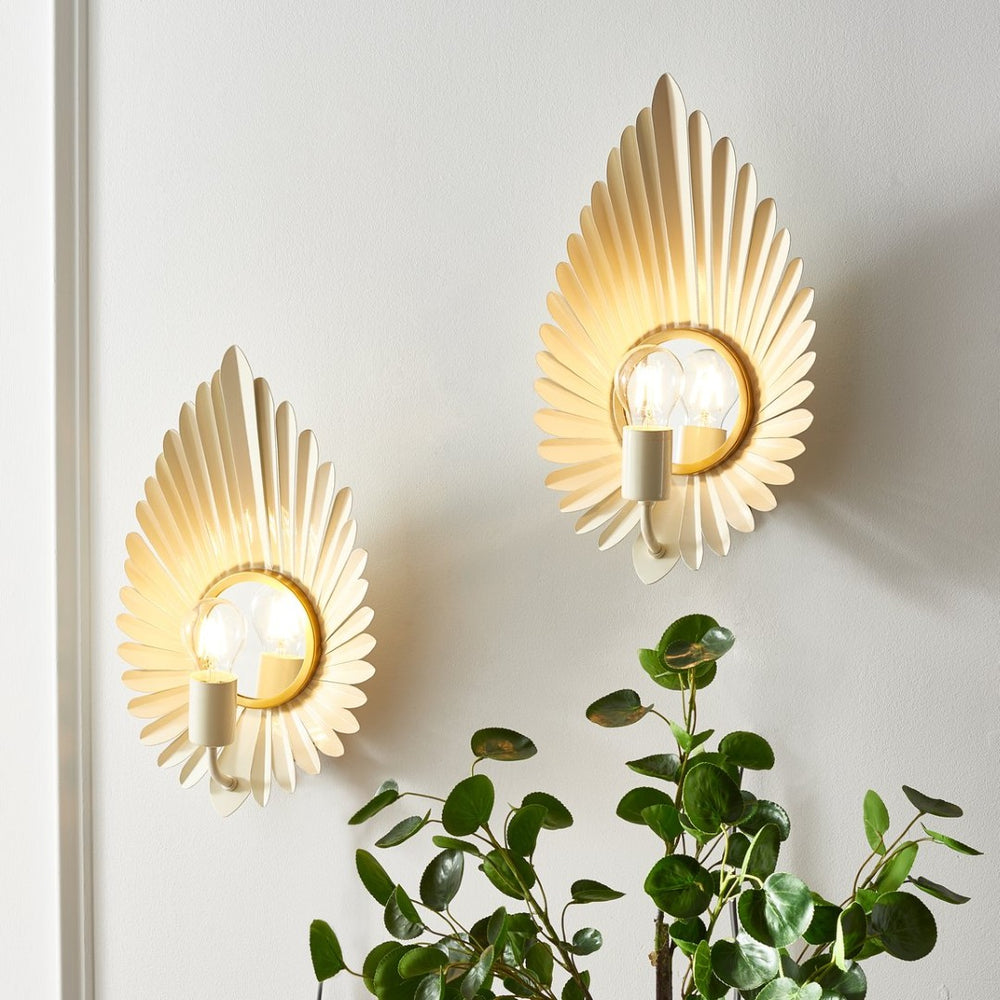 Safavieh LORYNN, 18-Inch Off-White & Gold Wall Sconce Set of 2 - Elegant Ambient Lighting for Any Space SCN3000A-SET2