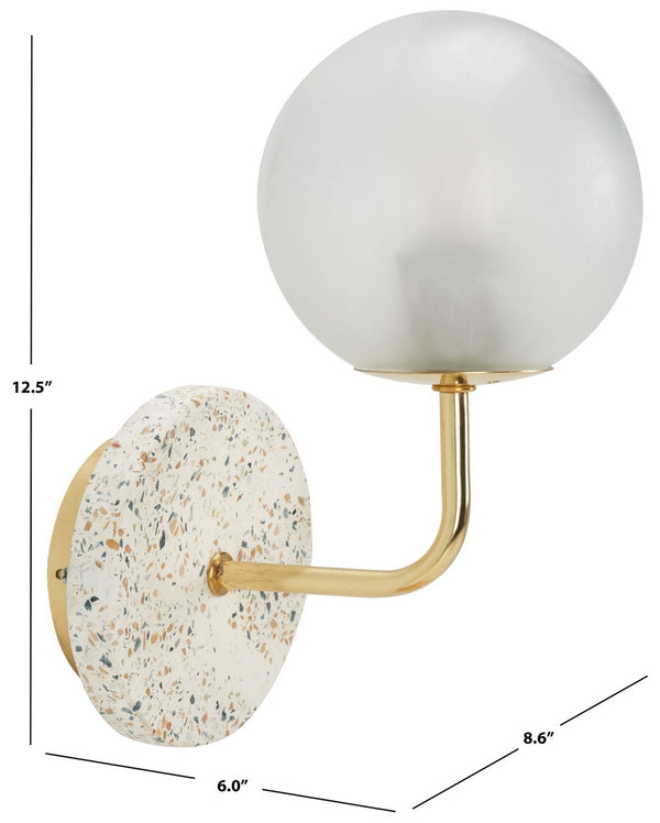 Safavieh Nicolai, 12.5 Inch, White Terrazzo/Gold, Terrazzo/Iron/Glass Wall Sconce SCN3003A