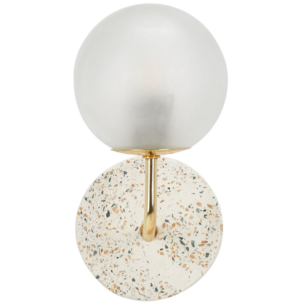 Safavieh Nicolai, 12.5 Inch, White Terrazzo/Gold, Terrazzo/Iron/Glass Wall Sconce SCN3003A