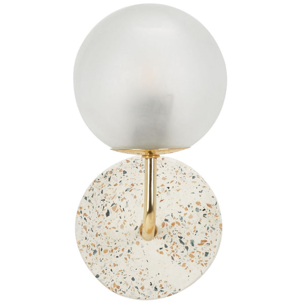 Safavieh Nicolai, 12.5 Inch, White Terrazzo/Gold, Terrazzo/Iron/Glass Wall Sconce SCN3003A