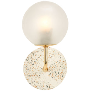 Safavieh Nicolai, 12.5 Inch, White Terrazzo/Gold, Terrazzo/Iron/Glass Wall Sconce SCN3003A