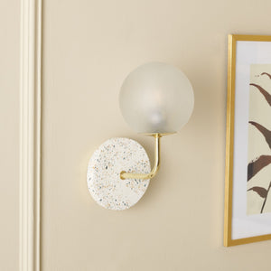 Safavieh Nicolai, 12.5 Inch, White Terrazzo/Gold, Terrazzo/Iron/Glass Wall Sconce SCN3003A