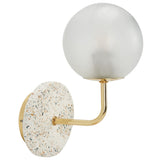 Safavieh Nicolai, 12.5 Inch, White Terrazzo/Gold, Terrazzo/Iron/Glass Wall Sconce SCN3003A