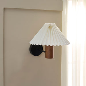 Safavieh LULI, 12-Inch Mango Wood & Iron Wall Sconce - Rustic Walnut Finish with Soft Fabric Shade Lighting SCN3005A