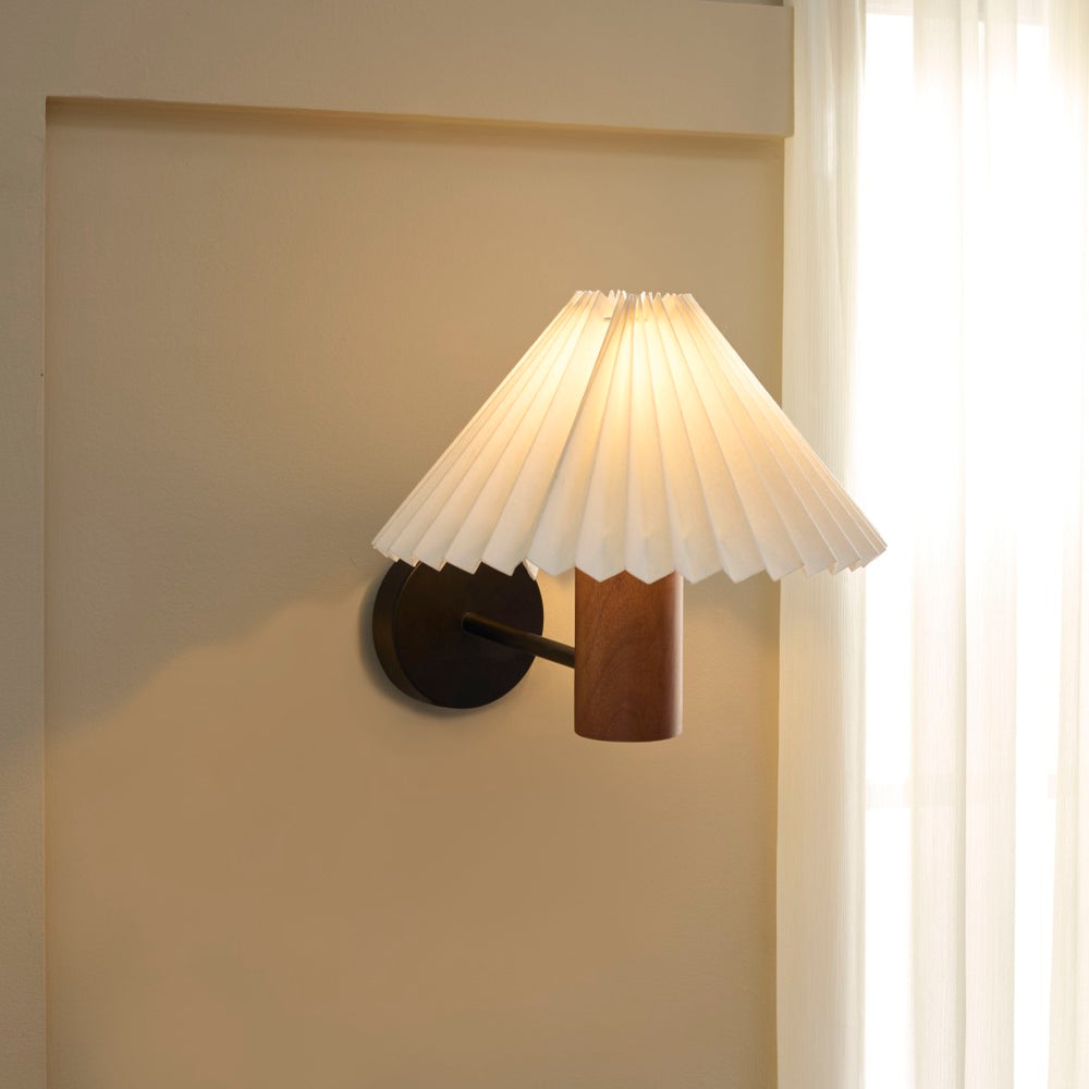 Safavieh LULI, 12-Inch Mango Wood & Iron Wall Sconce - Rustic Walnut Finish with Soft Fabric Shade Lighting SCN3005A