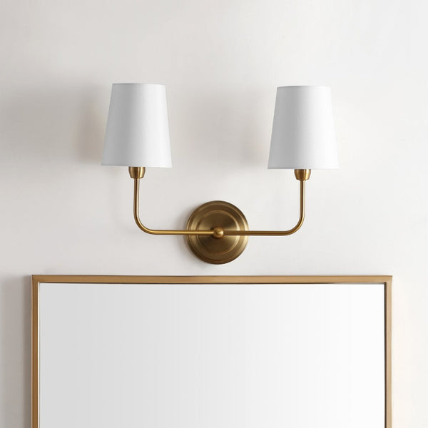 Safavieh EZRA, Elegant 2-Light Brass Wall Sconce for Modern and Traditional Spaces, 17.5 Inch Illuminator SCN4015A