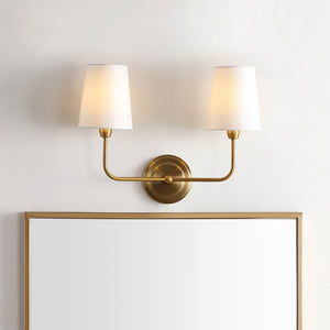 Safavieh EZRA, Elegant 2-Light Brass Wall Sconce for Modern and Traditional Spaces, 17.5 Inch Illuminator SCN4015A