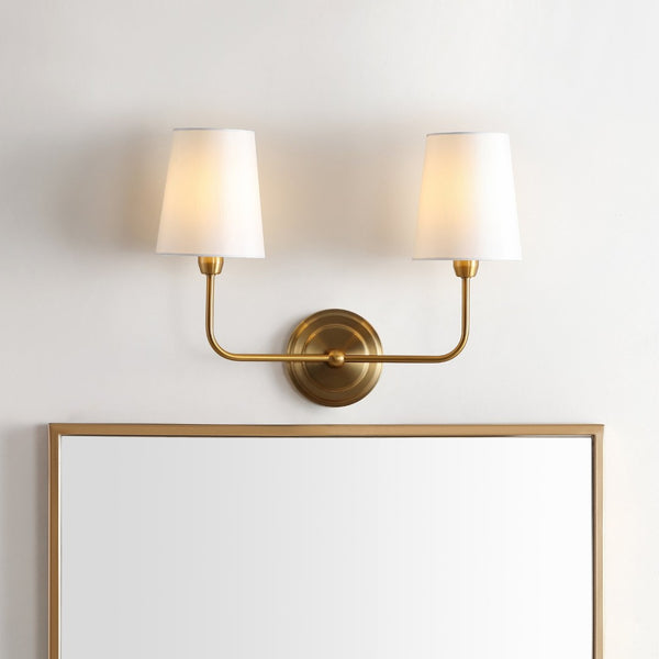 Safavieh EZRA, Elegant 2-Light Brass Wall Sconce for Modern and Traditional Spaces, 17.5 Inch Illuminator SCN4015A