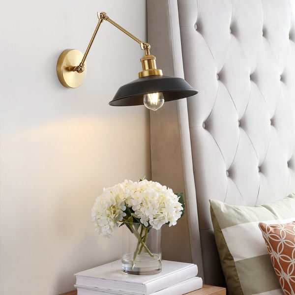 Safavieh KINGSTON Wall Sconce - Elegant Brass & Gloss Black Design for Modern Interior Lighting Solutions SCN4026A