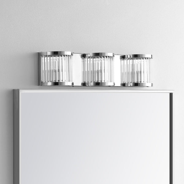 Safavieh MAVERICK Three Light Wall Sconce - Chrome & Clear Glass for Modern Elegance in Any Space SCN4031A