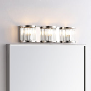 Safavieh MAVERICK Three Light Wall Sconce - Chrome & Clear Glass for Modern Elegance in Any Space SCN4031A