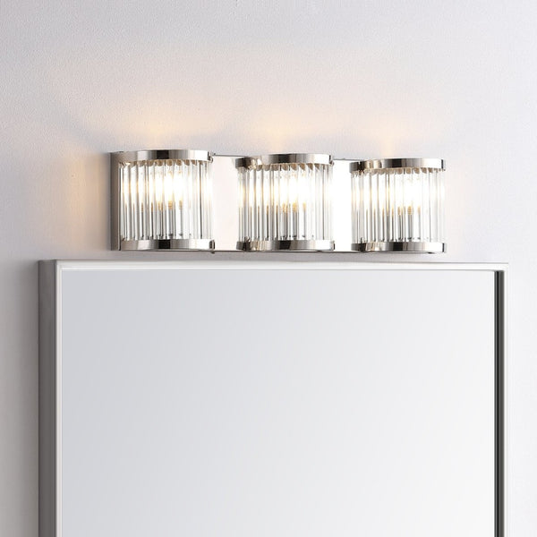 Safavieh MAVERICK Three Light Wall Sconce - Chrome & Clear Glass for Modern Elegance in Any Space SCN4031A
