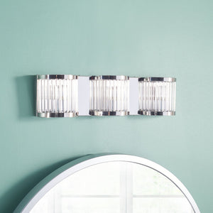 Safavieh MAVERICK Three Light Wall Sconce - Chrome & Clear Glass for Modern Elegance in Any Space SCN4031A
