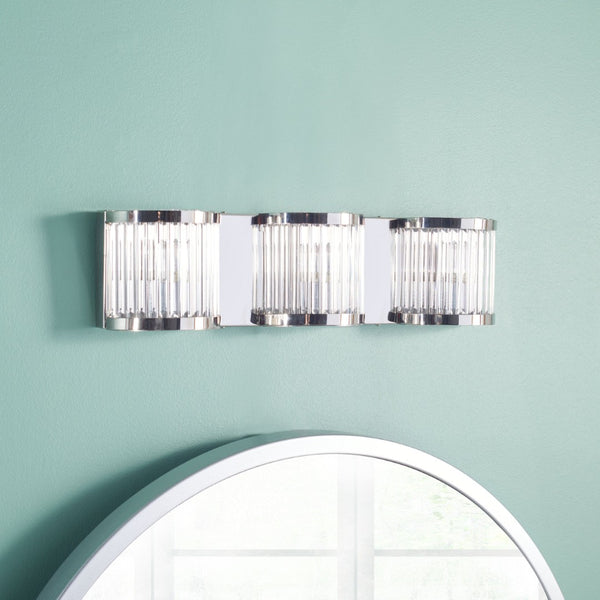 Safavieh MAVERICK Three Light Wall Sconce - Chrome & Clear Glass for Modern Elegance in Any Space SCN4031A