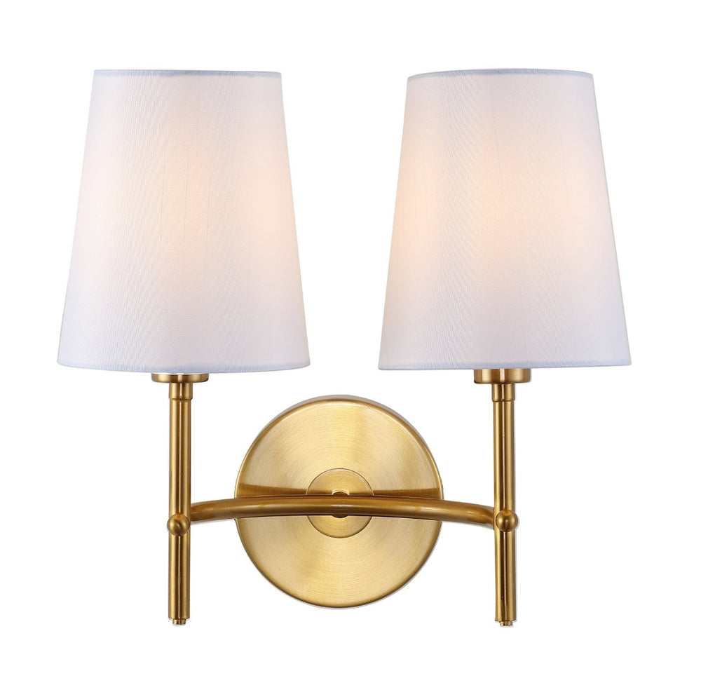 Safavieh BARRETT, Elegant 2-Light Brass Iron Wall Sconce for Timeless Home Illumination & Versatile Décor SCN4033B