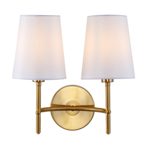 Safavieh BARRETT, Elegant 2-Light Brass Iron Wall Sconce for Timeless Home Illumination & Versatile Décor SCN4033B