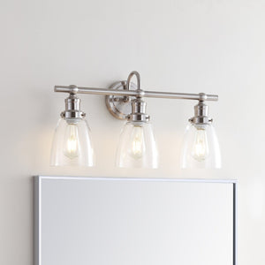 Safavieh DUNES, 3-Light Wall Sconce in Polished Nickel - Modern Iron Design for Stylish Indoor Illumination SCN4046A