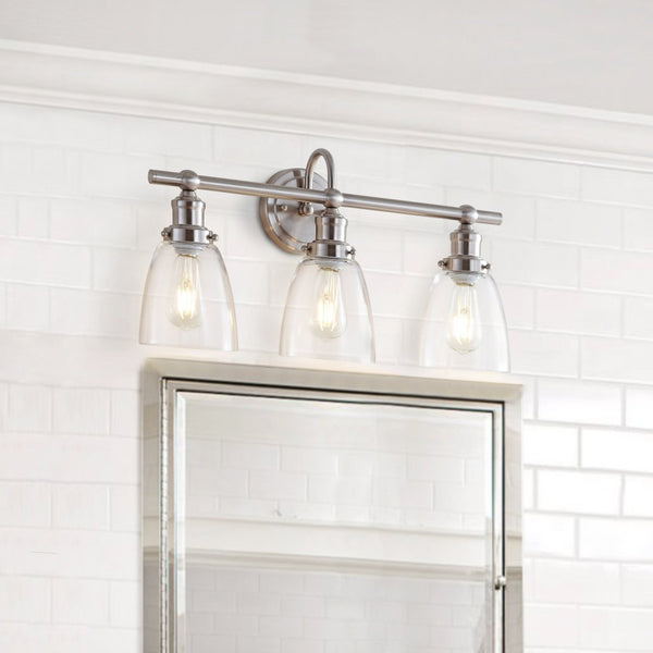 Safavieh DUNES, 3-Light Wall Sconce in Polished Nickel - Modern Iron Design for Stylish Indoor Illumination SCN4046A