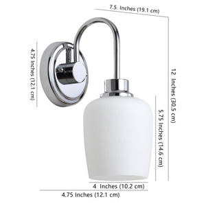Safavieh CASEN Wall Sconce - Elegant Iron Frame with White Frosted Glass for Soft, Ambient Illumination SCN4050A