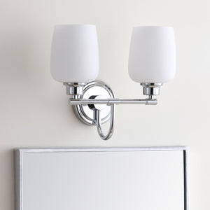 Safavieh RAYDEN Two-Light Wall Sconce - Elegant Iron Frame with White Frosted Glass - Perfect for Any Space SCN4051A
