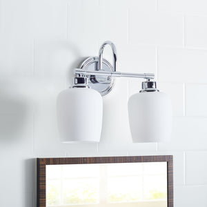 Safavieh RAYDEN Two-Light Wall Sconce - Elegant Iron Frame with White Frosted Glass - Perfect for Any Space SCN4051A