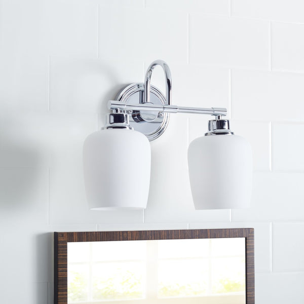 Safavieh RAYDEN Two-Light Wall Sconce - Elegant Iron Frame with White Frosted Glass - Perfect for Any Space SCN4051A