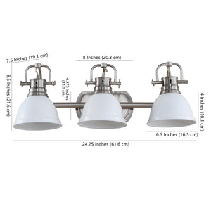 Safavieh ROLAND Three-Light Brushed Nickel Wall Sconce with White Glass Shades for Elegant Modern Illumination SCN4054B