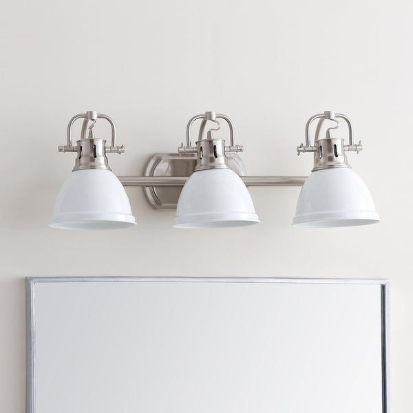 Safavieh ROLAND Three-Light Brushed Nickel Wall Sconce with White Glass Shades for Elegant Modern Illumination SCN4054B