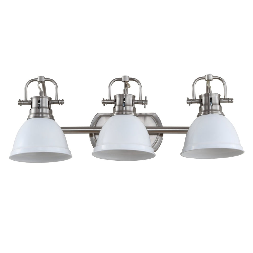 Safavieh ROLAND Three-Light Brushed Nickel Wall Sconce with White Glass Shades for Elegant Modern Illumination SCN4054B
