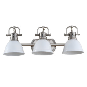Safavieh ROLAND Three-Light Brushed Nickel Wall Sconce with White Glass Shades for Elegant Modern Illumination SCN4054B