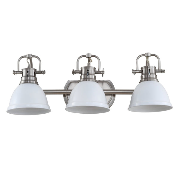Safavieh ROLAND Three-Light Brushed Nickel Wall Sconce with White Glass Shades for Elegant Modern Illumination SCN4054B