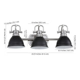 Safavieh Roland Three Light Bathroom Sconce Brush Nickel/Black SCN4054C