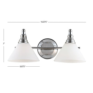 Safavieh RADNOR, 2-Light Wall Sconce in Nickel & White - Modern Iron Fixture for Stylish Ambient Lighting SCN4061A