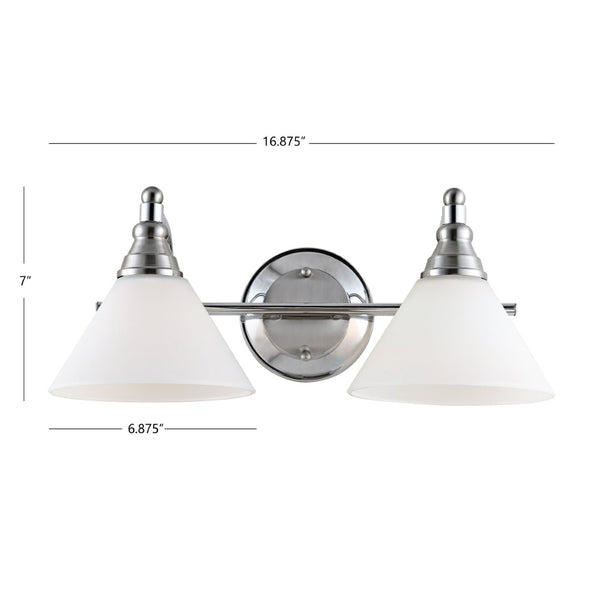 Safavieh RADNOR, 2-Light Wall Sconce in Nickel & White - Modern Iron Fixture for Stylish Ambient Lighting SCN4061A
