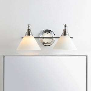 Safavieh RADNOR, 2-Light Wall Sconce in Nickel & White - Modern Iron Fixture for Stylish Ambient Lighting SCN4061A